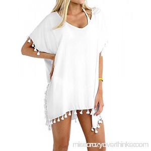 JOYEBUY Women's Stylish Chiffon Tassel Beachwear Bikini Swimsuit Cover up White B07116TQDJ